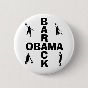 Macaron Rond 5 Cm Bouton de basket-ball d'Obama