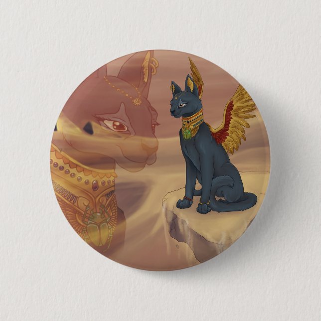 Macaron Rond 5 Cm Bouton de Bastet (Devant)
