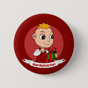 Macaron Rond 5 Cm Bouton de bébé de Noël mignon