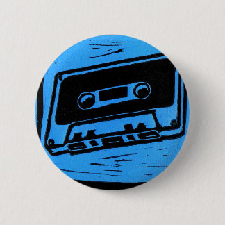 Macaron Rond 5 Cm bouton de bleu de cassette