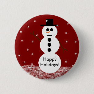 Macaron Rond 5 Cm Bouton de bonhomme de neige
