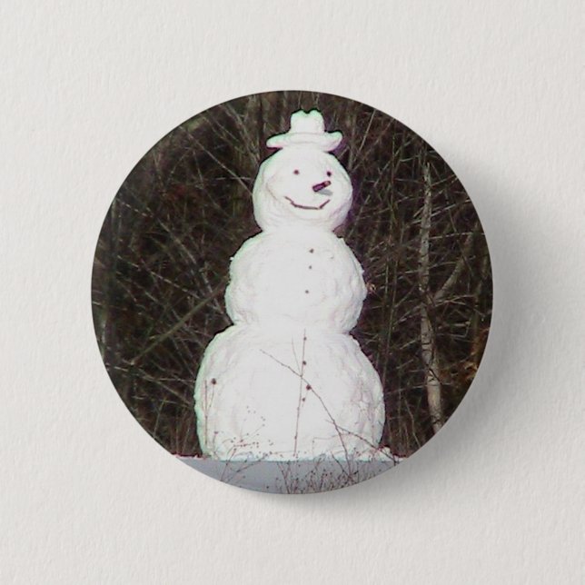 Macaron Rond 5 Cm Bouton de bonhomme de neige (Devant)