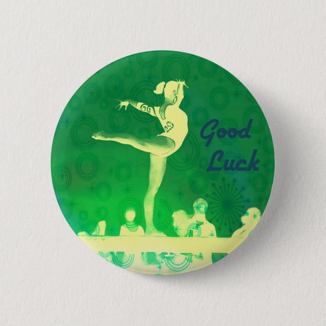 Macaron Rond 5 Cm Bouton de bonne chance de gymnaste (Devant)