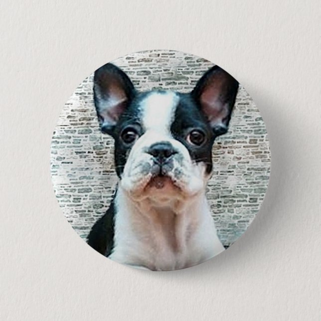 Macaron Rond 5 Cm Bouton de bouledogue français (Devant)