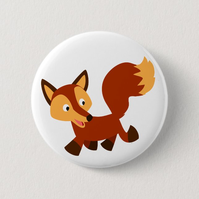 Macaron Rond 5 Cm Bouton de Bouton Fox joyeux (Devant)