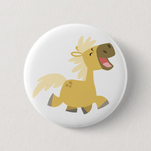 Macaron Rond 5 Cm Bouton de bouton Laughing Cartoon Pony