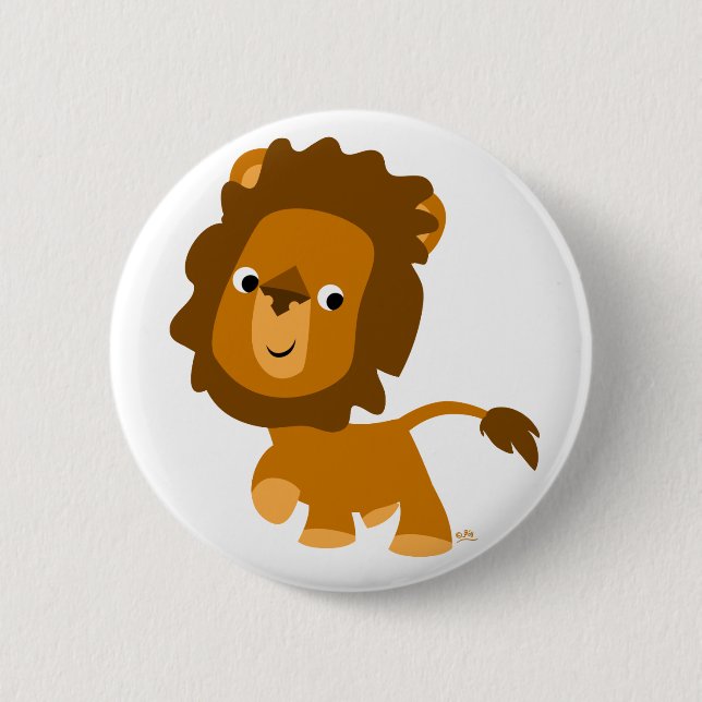 Macaron Rond 5 Cm Bouton de bouton Lion du dessin mignon (Devant)