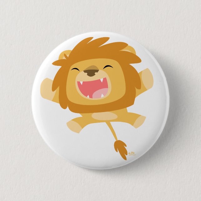 Macaron Rond 5 Cm Bouton de bouton Lion rebondissant (Devant)