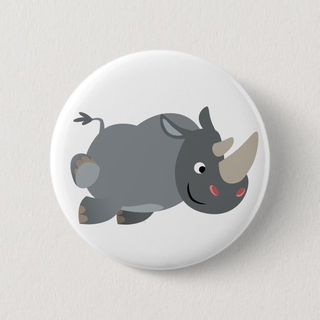 Macaron Rond 5 Cm Bouton de bouton Rhino Chargement de dessin mignon (Devant)