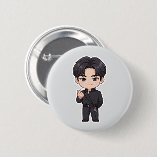 Macaron Rond 5 Cm Bouton de broche en forme de cœur avec doigt du hé