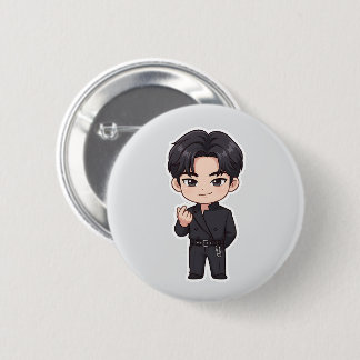 Macaron Rond 5 Cm Bouton de broche en forme de cœur avec doigt du hé