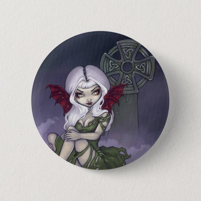 Macaron Rond 5 Cm Bouton "de brume de cimetière" (Devant)