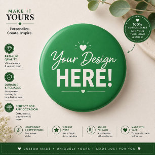Macaron Rond 5 Cm Bouton de cadeau personnalisé vert minimaliste