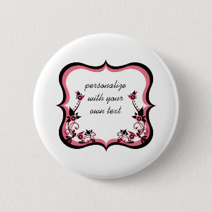 Macaron Rond 5 Cm Bouton de cadre floral Sassy, rose