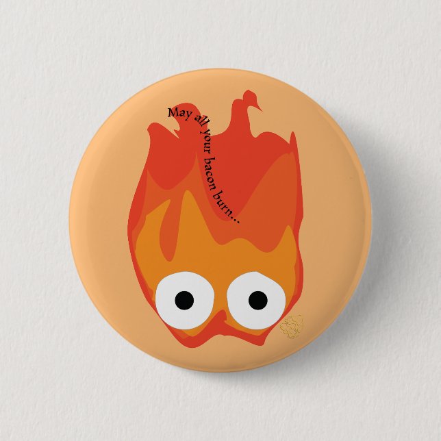Macaron Rond 5 Cm Bouton de Calcifer (Devant)