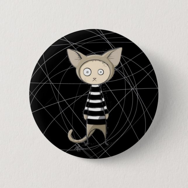 Macaron Rond 5 Cm Bouton de cambrioleur de chat (Devant)