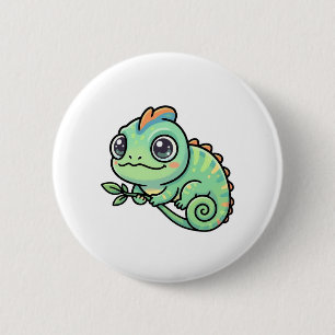 Macaron Rond 5 Cm Bouton de Caméléon Vert Bébé Mignon