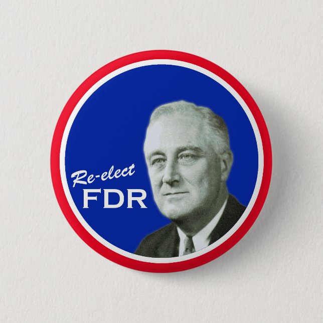 Macaron Rond 5 Cm Bouton de campagne de FDR (Devant)