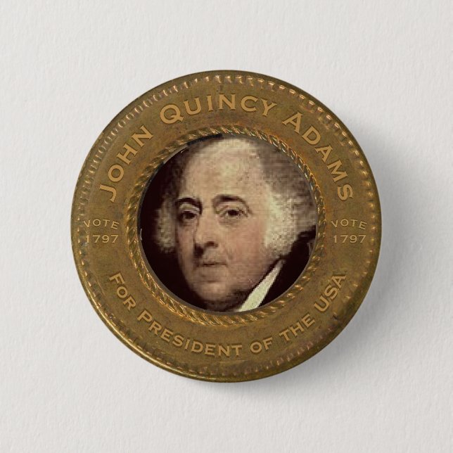 Macaron Rond 5 Cm Bouton de campagne John Quincy Adams (Devant)