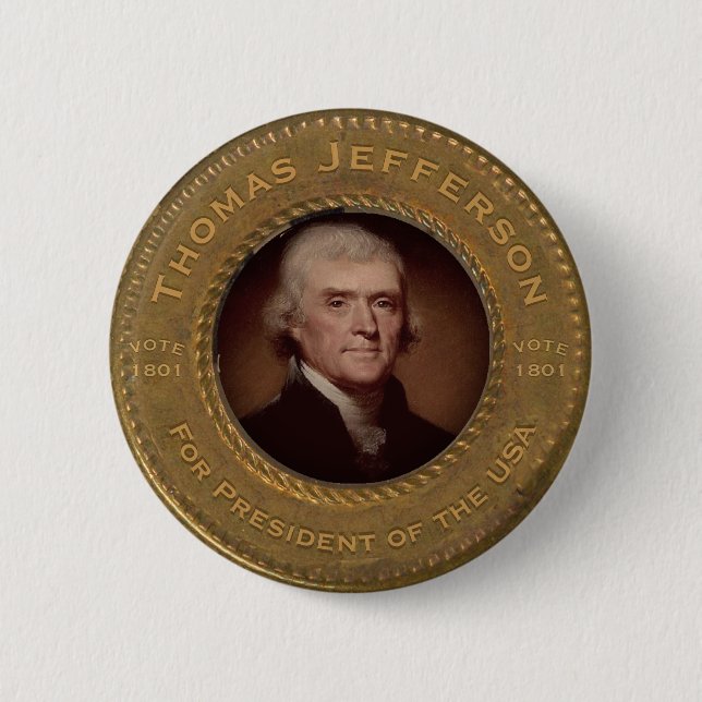 Macaron Rond 5 Cm Bouton de campagne Thomas Jefferson (Devant)