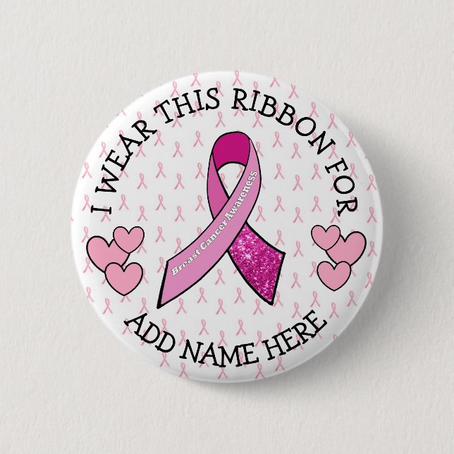 Macaron Rond 5 Cm Bouton de cancer rose personnalisé (Devant)