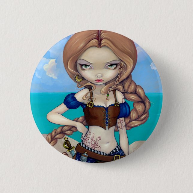Macaron Rond 5 Cm Bouton de "capitaine Molly Morgan" (Devant)