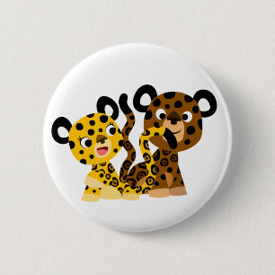 Macaron Rond 5 Cm Bouton de caricature joli Flirtatia Jaguars