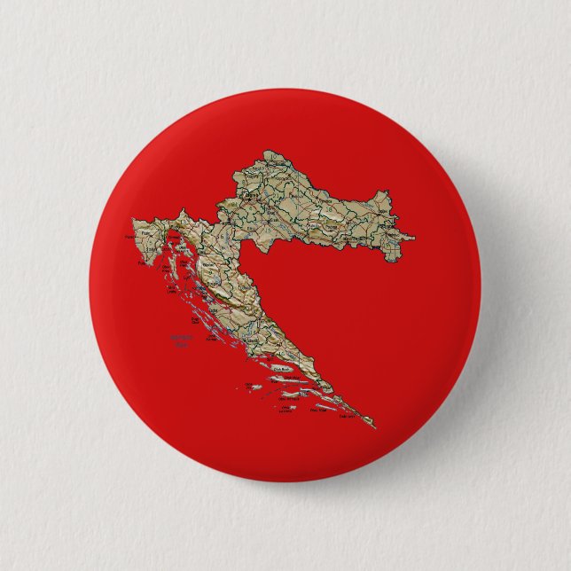 Macaron Rond 5 Cm Bouton de carte de la Croatie (Devant)