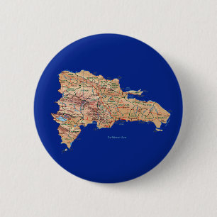 Macaron Rond 5 Cm Bouton de carte de la République Dominicaine