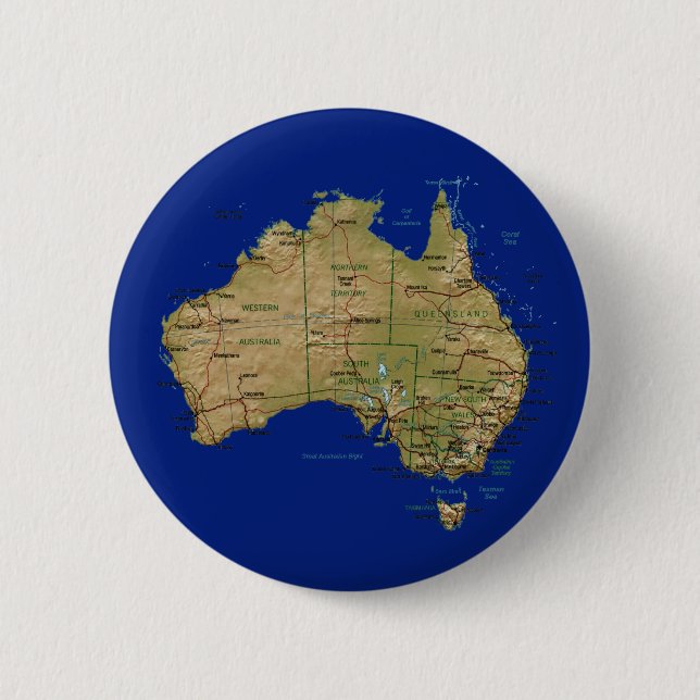 Macaron Rond 5 Cm Bouton de carte de l'Australie (Devant)