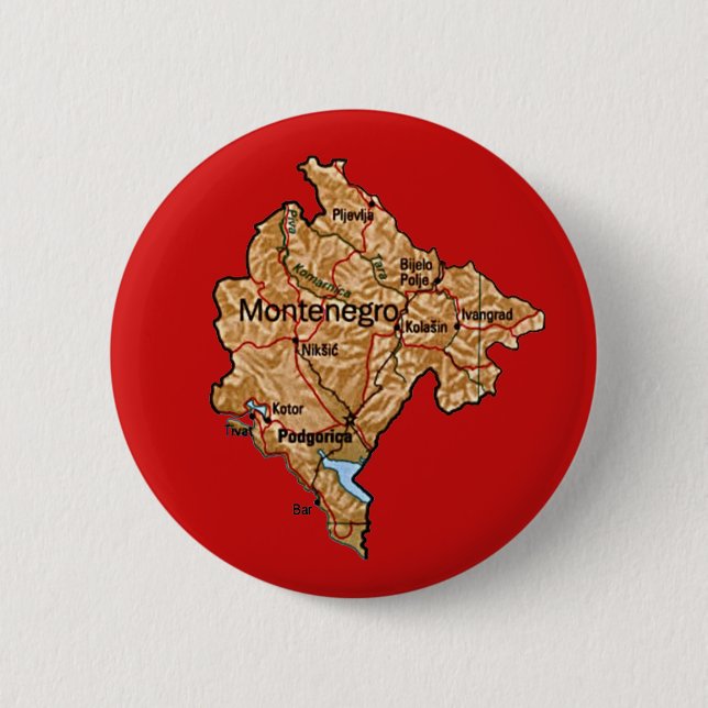 Macaron Rond 5 Cm Bouton de carte de Monténégro (Devant)
