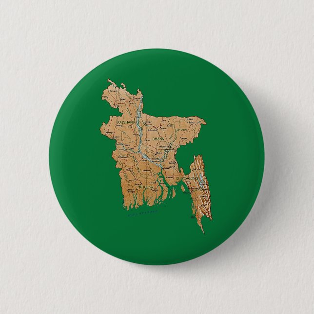 Macaron Rond 5 Cm Bouton de carte du Bangladesh (Devant)