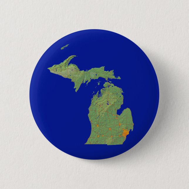 Macaron Rond 5 Cm Bouton de carte du Michigan (Devant)