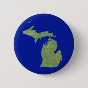 Macaron Rond 5 Cm Bouton de carte du Michigan