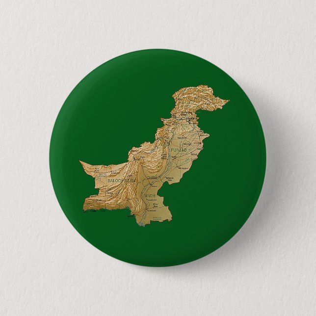Macaron Rond 5 Cm Bouton de carte du Pakistan (Devant)
