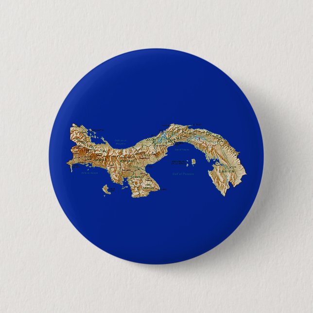 Macaron Rond 5 Cm Bouton de carte du Panama (Devant)