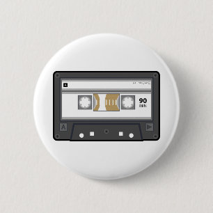 Macaron Rond 5 Cm Bouton de cassette audio