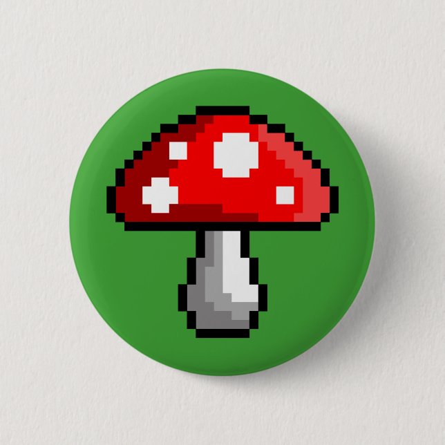 Macaron Rond 5 Cm Bouton de champignon de pixel (Devant)