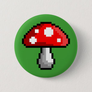 Macaron Rond 5 Cm Bouton de champignon de pixel
