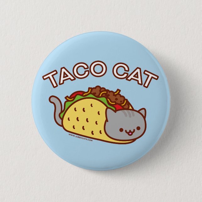 Macaron Rond 5 Cm Bouton de chat - "CAT de TACO " (Devant)