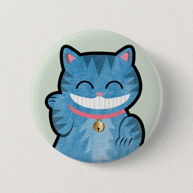 Macaron Rond 5 Cm Bouton de chat de Cheshire (Devant)