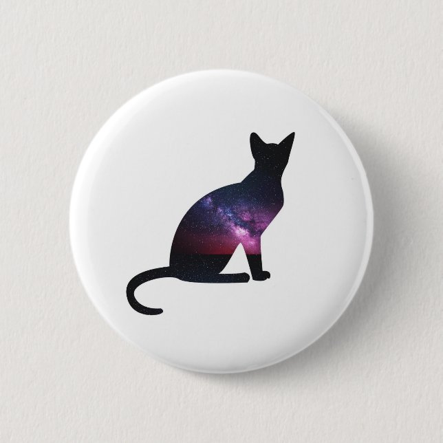 Macaron Rond 5 Cm Bouton de chat de galaxie (Devant)