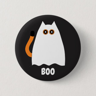 Macaron Rond 5 Cm Bouton de chat fantôme d'Halloween
