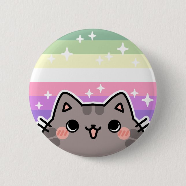 Macaron Rond 5 Cm Bouton de chat Genderfae LGBT Pride (Devant)