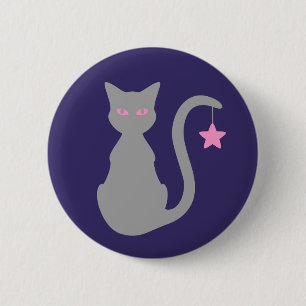 Macaron Rond 5 Cm Bouton de chat gris