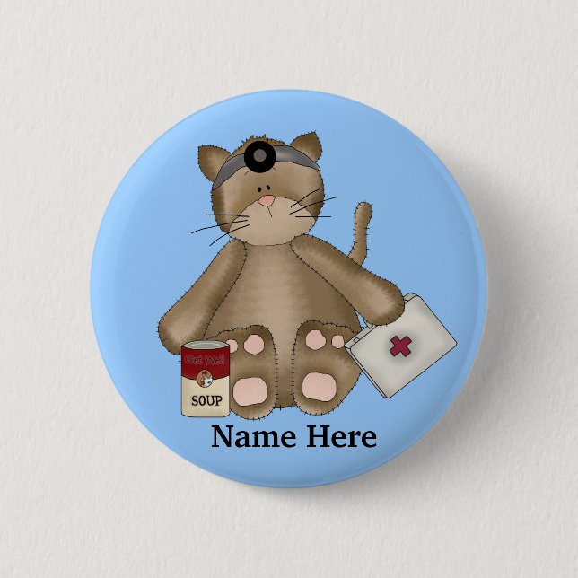 Macaron Rond 5 Cm Bouton de chat infirmière (Devant)