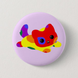 Macaron Rond 5 Cm Bouton de chat LGBT+ Pride
