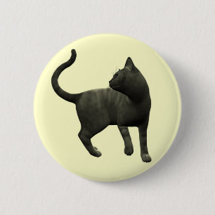Macaron Rond 5 Cm Bouton de chat noir malicieux