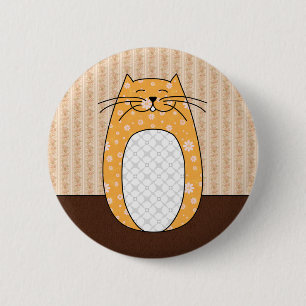 Macaron Rond 5 Cm Bouton "de chat orange"
