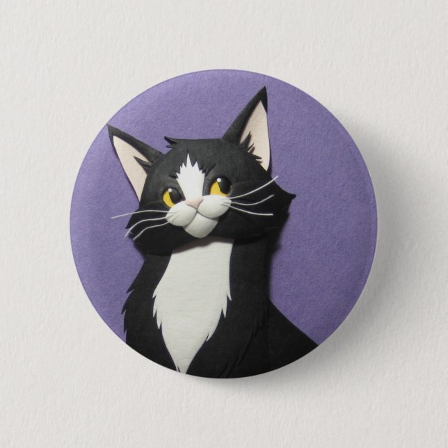 Macaron Rond 5 Cm Bouton de chaton de smoking (Devant)